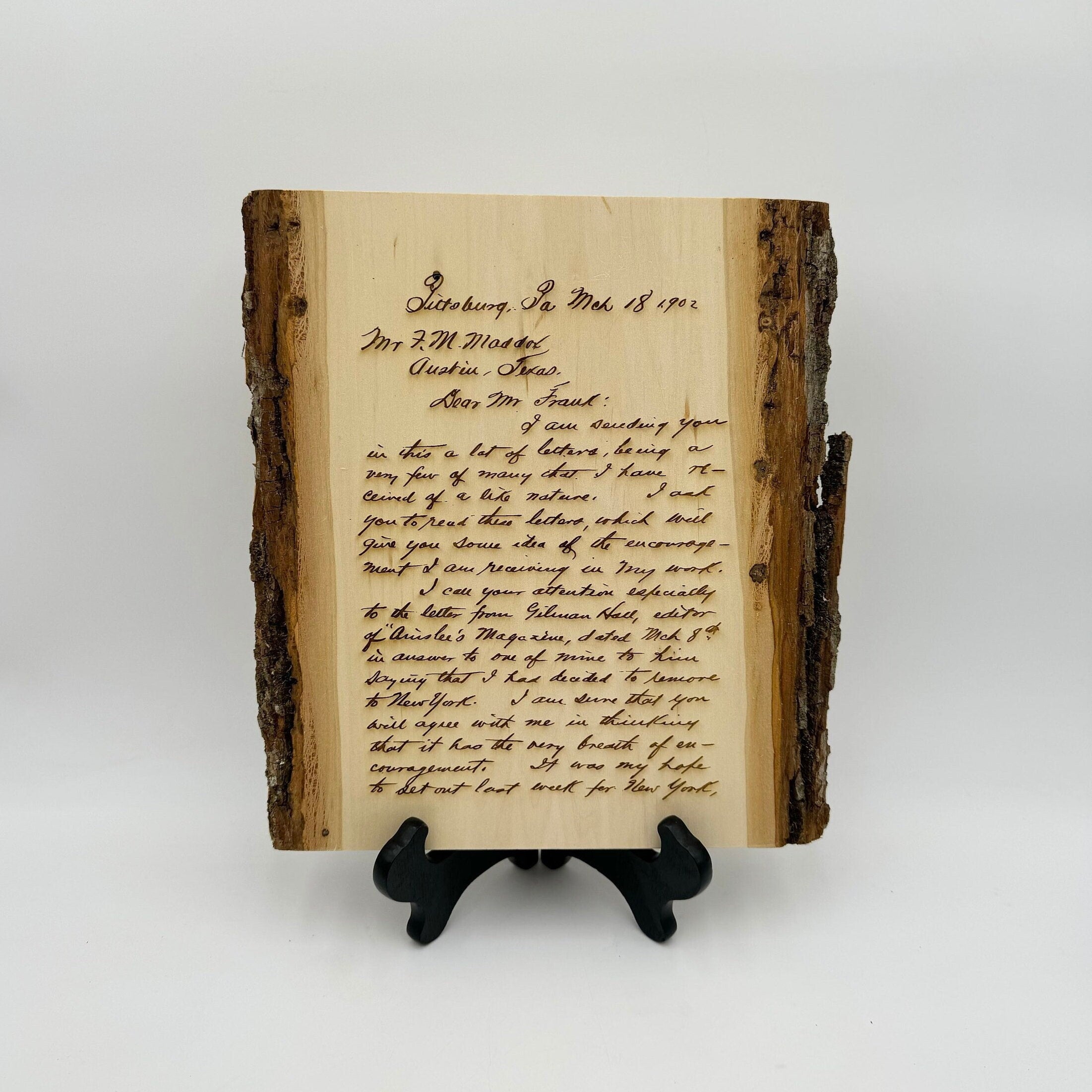 Your Handwritten Letter Personalized Message Custom Engraved Wood Plank Wedding Vows Engraved Letter on Wood Custom Poem Father's Day Gift