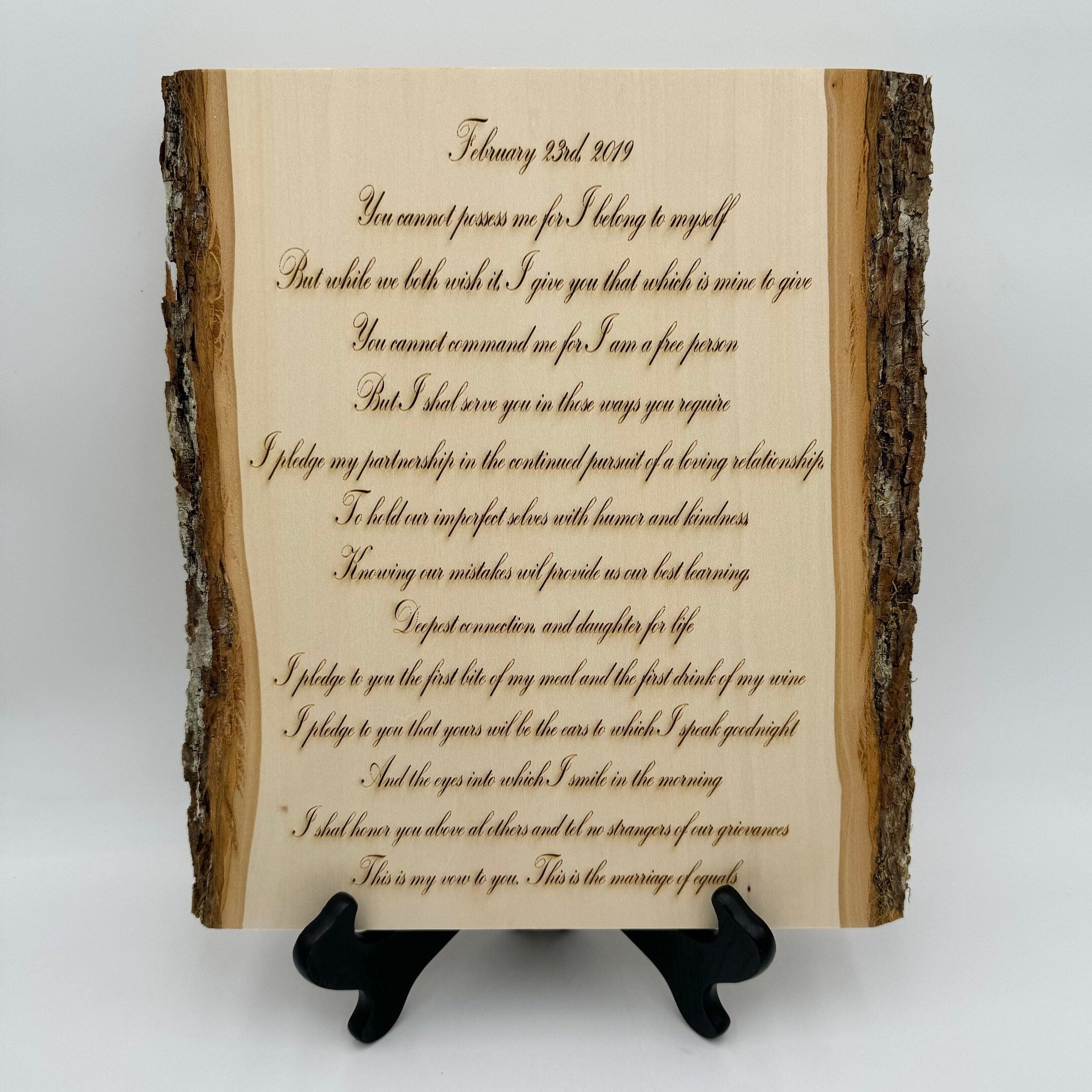 Your Handwritten Letter Personalized Message Custom Engraved Wood Plank Wedding Vows Engraved Letter on Wood Custom Poem Father's Day Gift